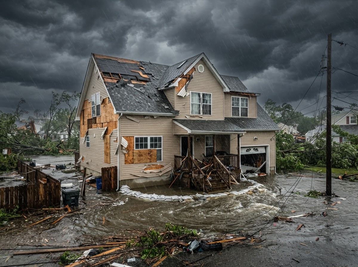 How hurricane wind and storm surge shows up on a house
